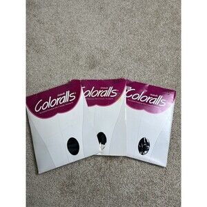 3 NOS 80s Coloralls Underalls Pantyhose Sandalfoot Black Sz C-D No-Lines Fit USA